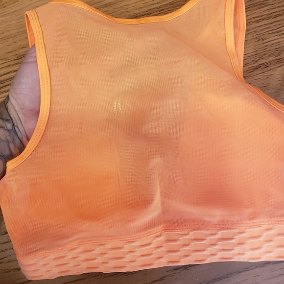 LA Society sweetheart mesh back textured sportsbra crop top bikini top hibiscus - Picture 7 of 11
